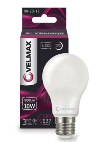 Лампа світлодіодна Velmax A60, 10Вт, E27, 4100К (4823051539253)